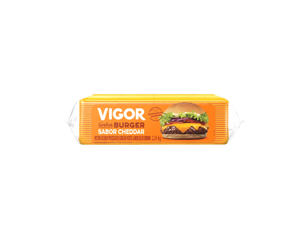 CHEDDAR FATIADO PROCESSADO 160 FATIAS VIGOR 2,24 KG (CX 4 PCT)